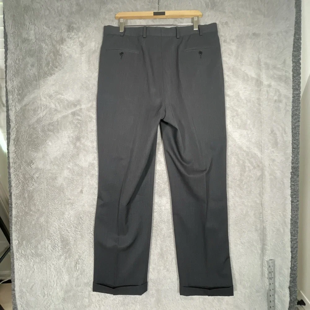 Brooks‎ Brothers Dress Pants Men 36x32 346 Charcoal Grey Wool Pleated Cuffed EUC